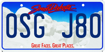 SD license plate 0SGJ80