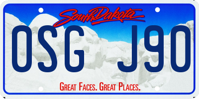 SD license plate 0SGJ90