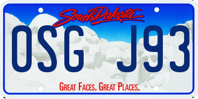 SD license plate 0SGJ93