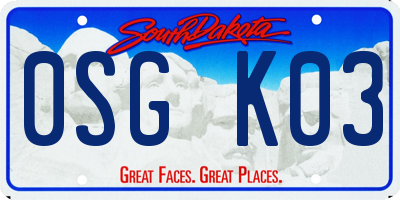 SD license plate 0SGK03