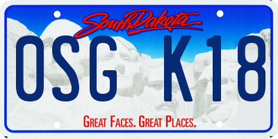 SD license plate 0SGK18
