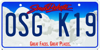 SD license plate 0SGK19