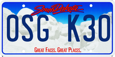 SD license plate 0SGK30