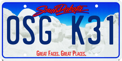 SD license plate 0SGK31