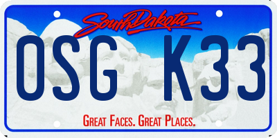 SD license plate 0SGK33