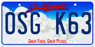 SD license plate 0SGK63