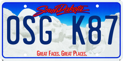 SD license plate 0SGK87