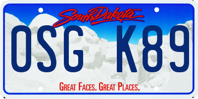 SD license plate 0SGK89