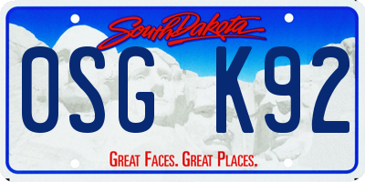 SD license plate 0SGK92