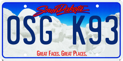 SD license plate 0SGK93