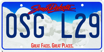 SD license plate 0SGL29