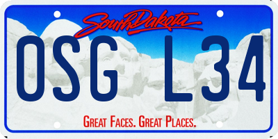 SD license plate 0SGL34
