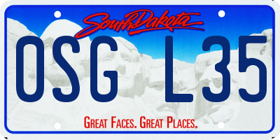 SD license plate 0SGL35