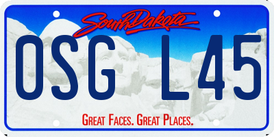 SD license plate 0SGL45