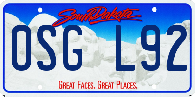 SD license plate 0SGL92