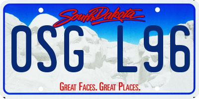 SD license plate 0SGL96