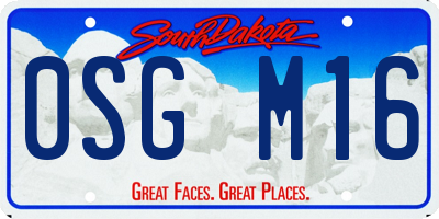 SD license plate 0SGM16