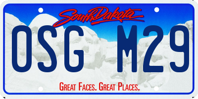 SD license plate 0SGM29