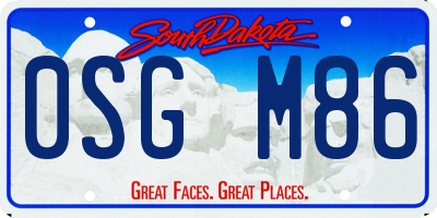SD license plate 0SGM86
