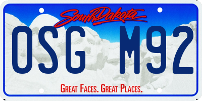 SD license plate 0SGM92
