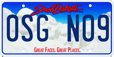 SD license plate 0SGN09
