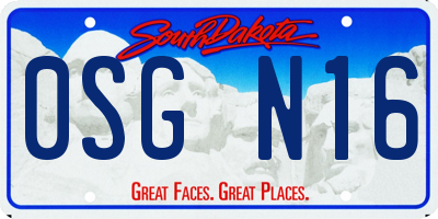 SD license plate 0SGN16