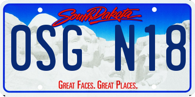 SD license plate 0SGN18