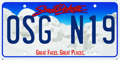 SD license plate 0SGN19