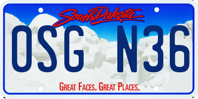 SD license plate 0SGN36