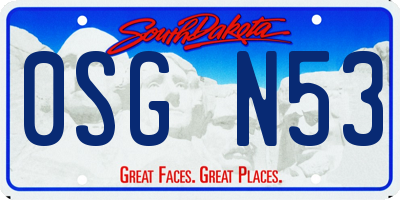 SD license plate 0SGN53