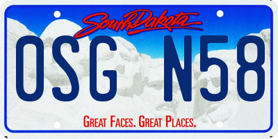 SD license plate 0SGN58