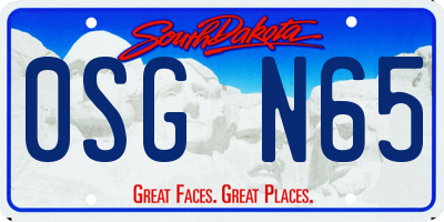 SD license plate 0SGN65