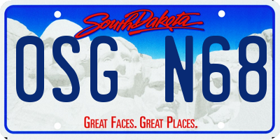 SD license plate 0SGN68