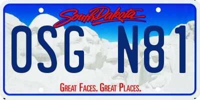 SD license plate 0SGN81
