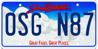 SD license plate 0SGN87