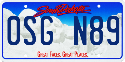 SD license plate 0SGN89