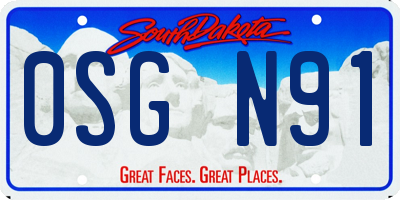 SD license plate 0SGN91
