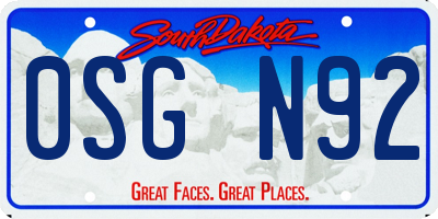 SD license plate 0SGN92