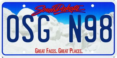 SD license plate 0SGN98
