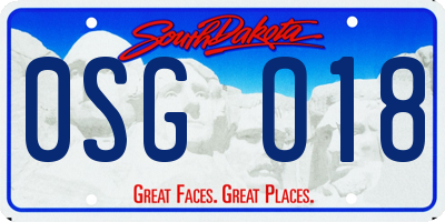 SD license plate 0SGO18