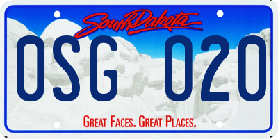 SD license plate 0SGO20