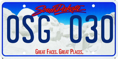 SD license plate 0SGO30