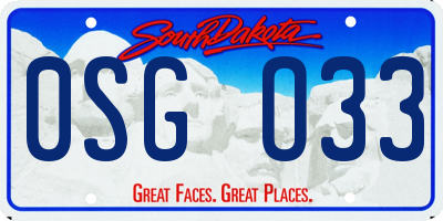 SD license plate 0SGO33