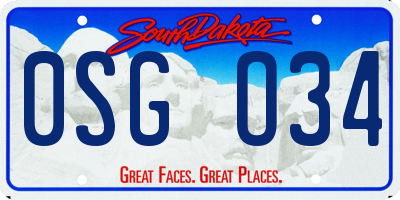 SD license plate 0SGO34