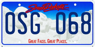 SD license plate 0SGO68