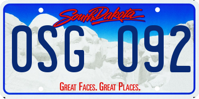 SD license plate 0SGO92