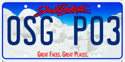 SD license plate 0SGP03