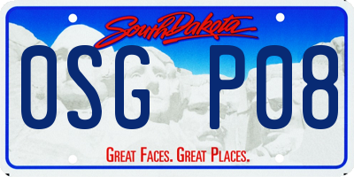 SD license plate 0SGP08