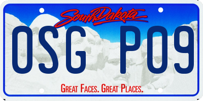 SD license plate 0SGP09