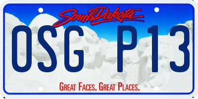 SD license plate 0SGP13